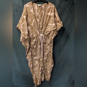 Leaf Patterned Kimono Cover Up